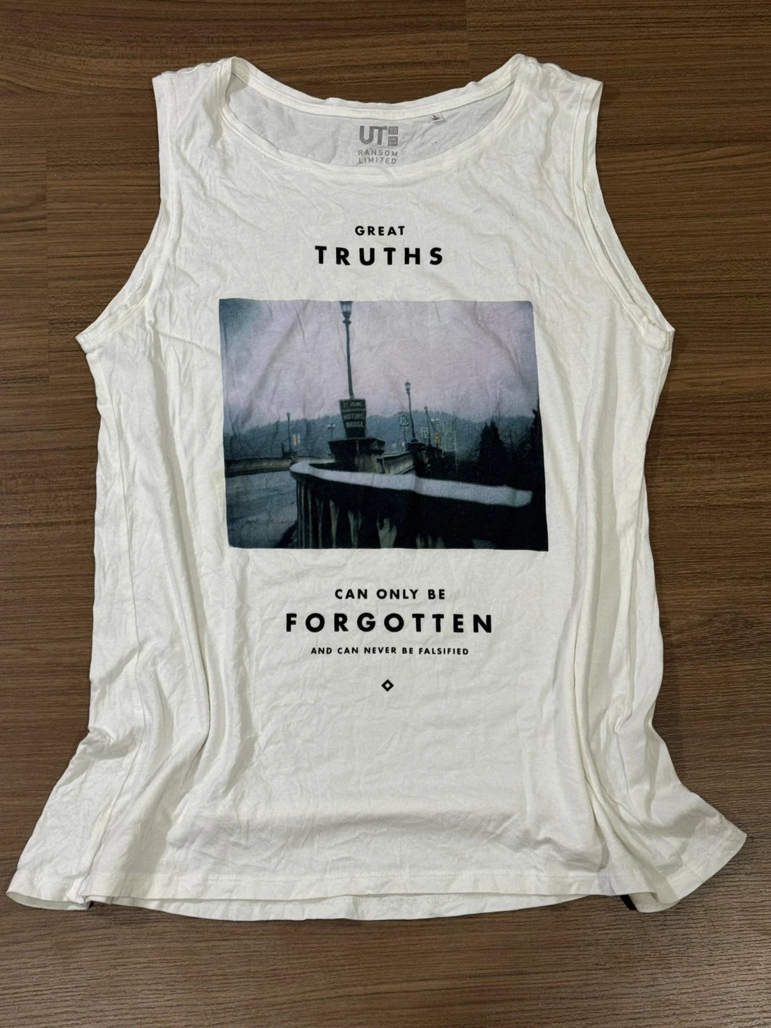 Men’s Graphic T-Shirt White “Great Truths Forgotten” Print Casual Streetwear Tee