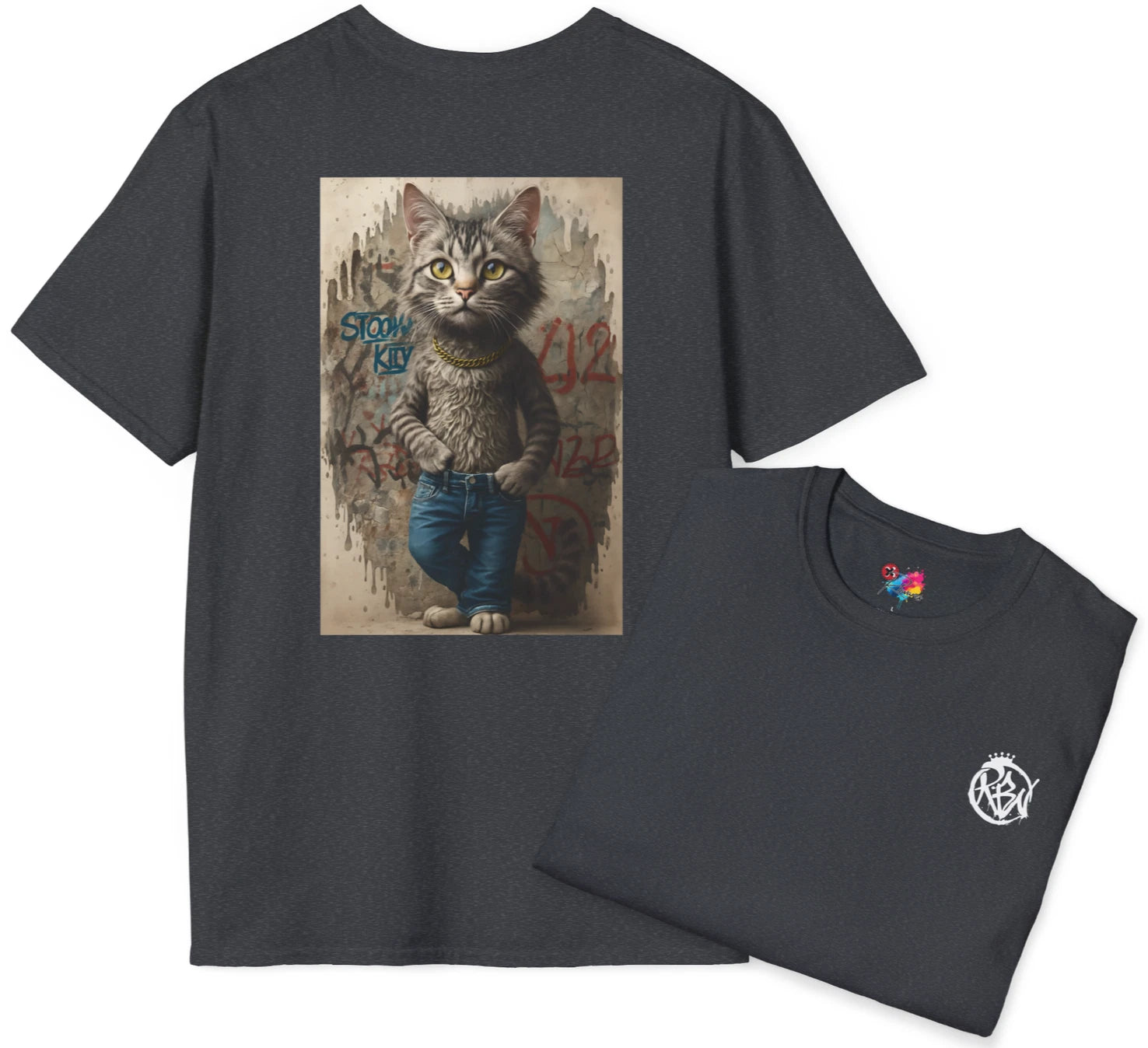Gangster Gray Tabby Cat T-Shirt, Urban Streetwear Tee, Cat Lovers Gift, Unisex