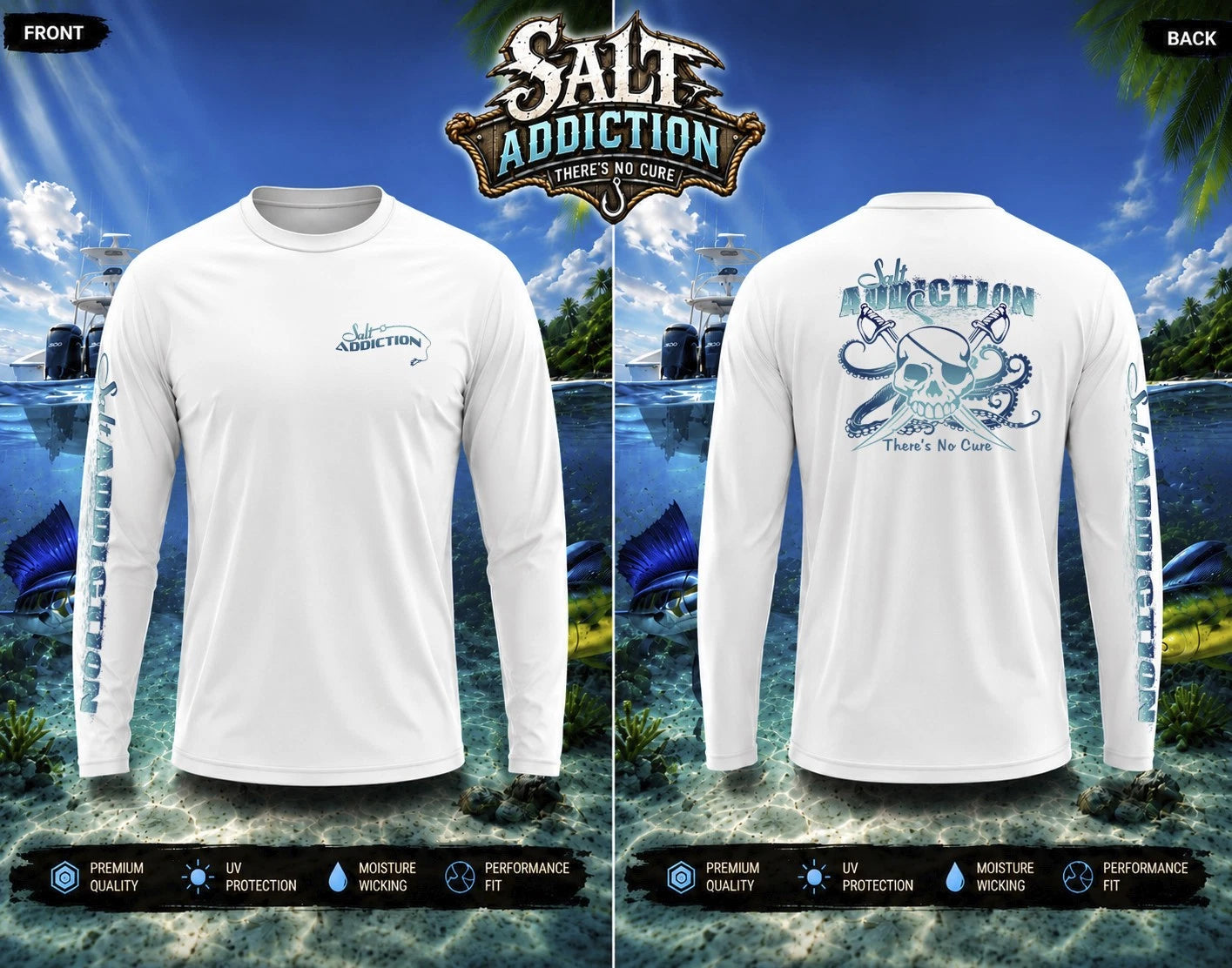 Salt Addiction Performance t shirt Saltwater fishing long sleeve 50 uv quick dry