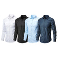 Men's Stylish Long Sleeve Solid Shirts Slim fit Button Up Business Shirt Tops