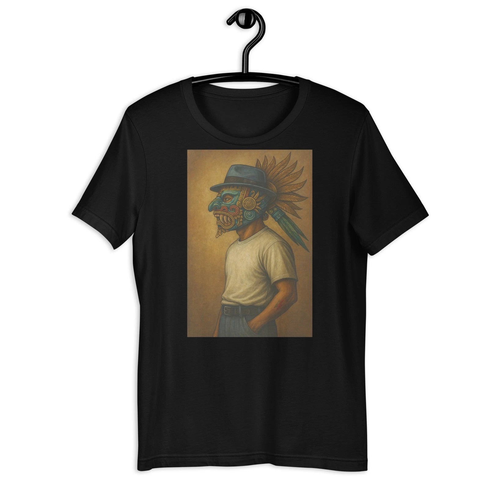 Aztec Mask Street Style Feather Headdress Vintage Graphic Tee