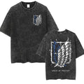 Attack on Titan Wings of Freedom Vintage Washed T Shirt Oversized Cotton Tee