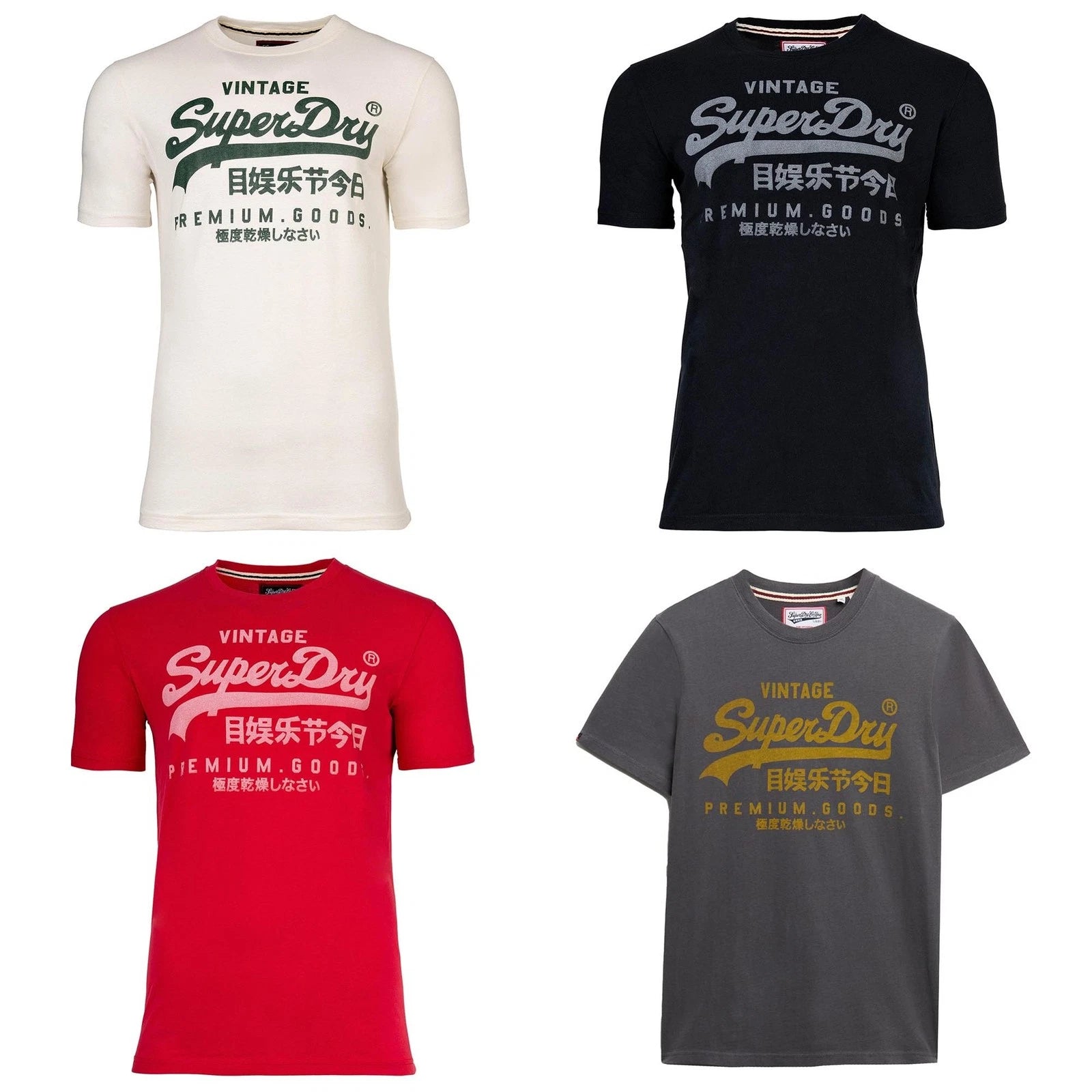 Superdry Mens T-Shirt - VI Classic Tee Logo Crew Neck Plain