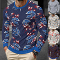 Mens Casual Long Sleeve Pullover Tshirt 3D Print Round Neck Sport Street Top