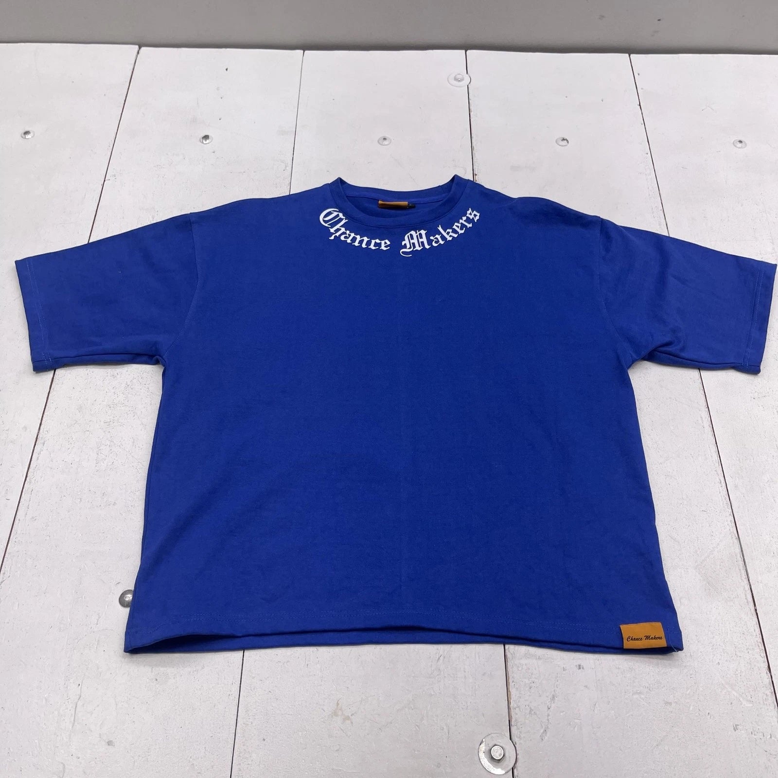 Chance Makers Shirt Mens Large Blue Relaxed Fit Neck Logo Graphic Tee Streetwear