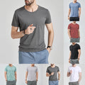 Men T-Shirt O Neck Short Sleeve Solid Color Slim Fit Casual Top for Daily Use