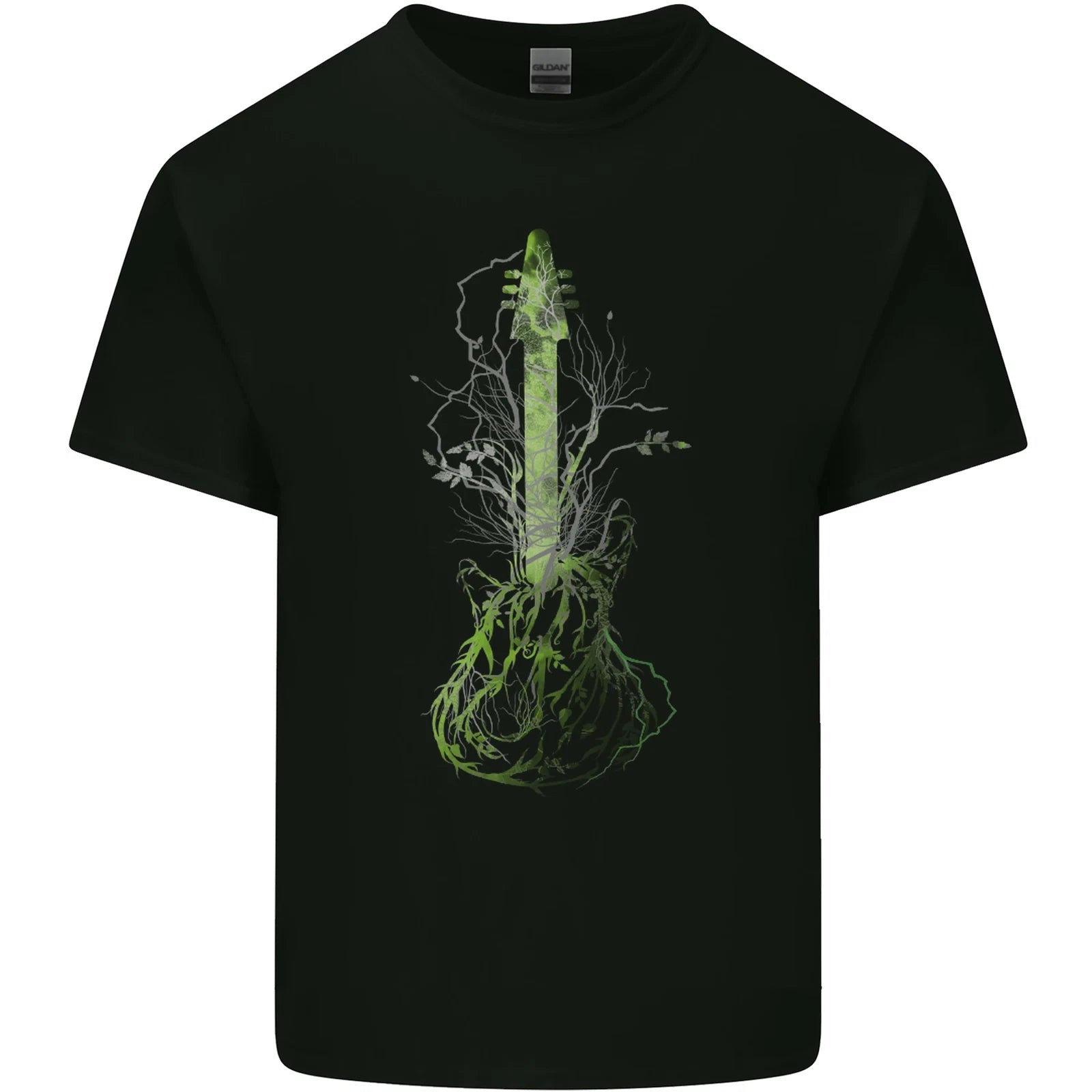 Green Guitar Tree Guitarist Acoustic Mens Cotton T-Shirt Tee Top