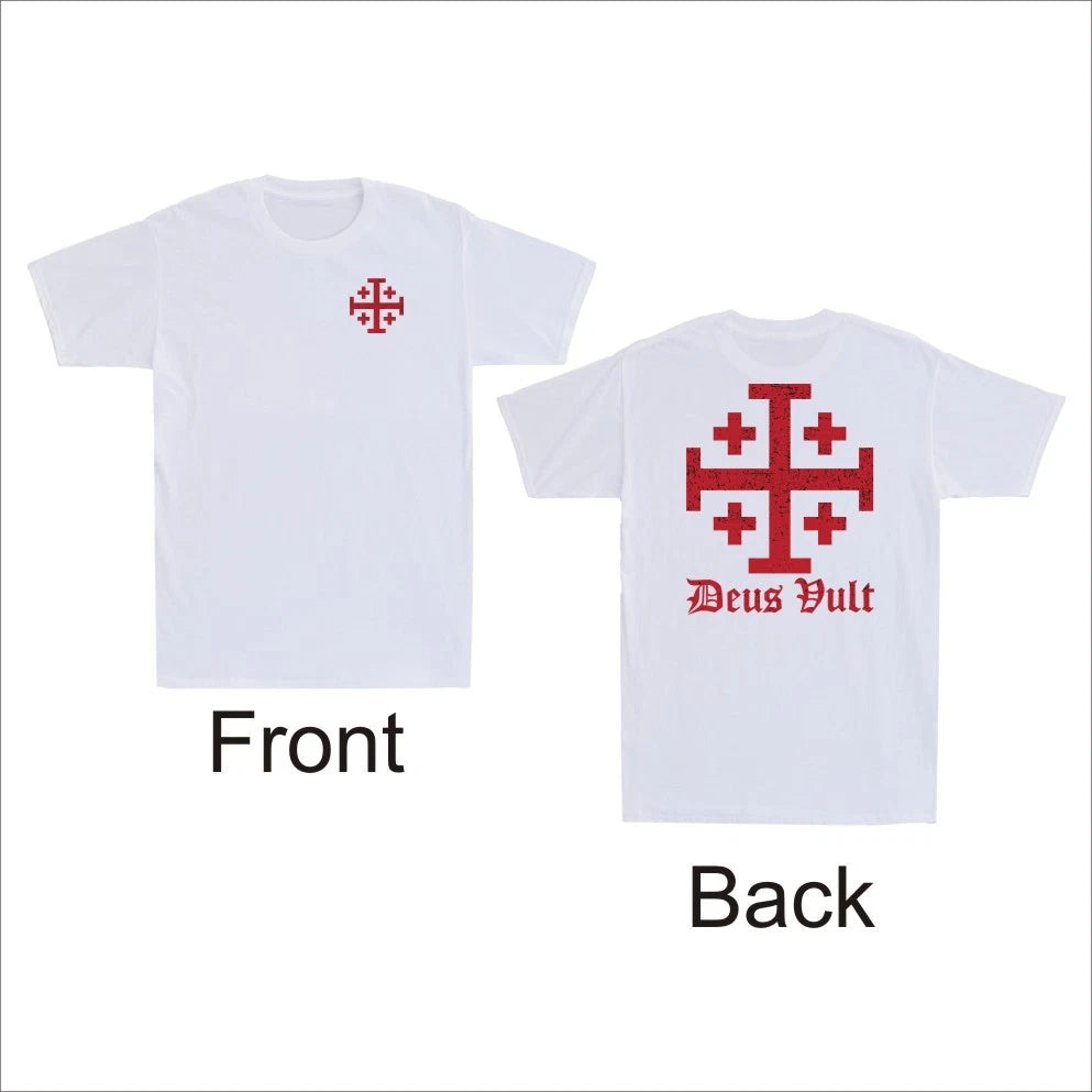 Deus Vult Order of the Holy Sepulchre Jerusalem Cross Front & Back Men's T-Shirt