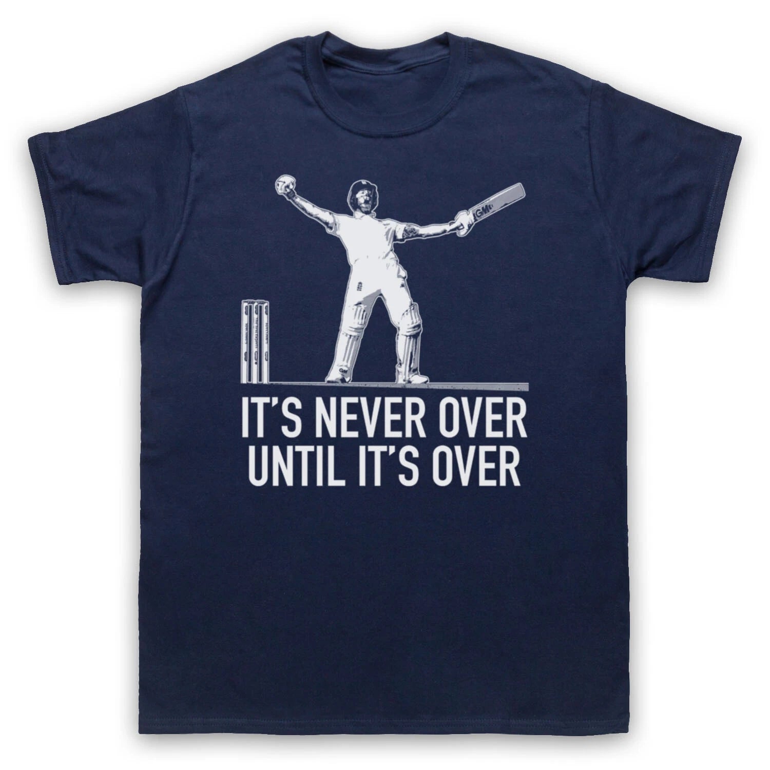 BEN STOKES IT'S NEVER OVER UNTIL UNOFFICIAL ASHES BAT MENS & WOMENS T-SHIRT