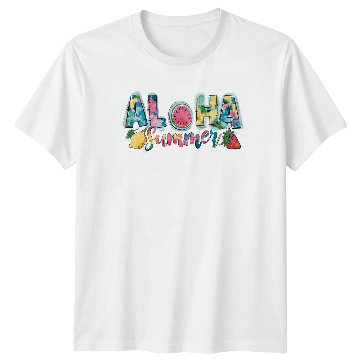 Aloha Summer Womens T-Shirt Tropical Fruit Art Hawaiian Summer Vacation