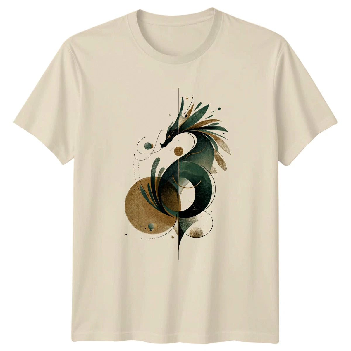 Abstract Modern Dragon Geometric Gold T-Shirt Abstract Art Mythology
