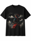 Splatter Art Samurai Mens T-Shirt Warrior Black 100% Cotton Knight