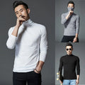 Stylish Solid Color Men's Turtleneck Long Sleeve Tee for Everyday Wear