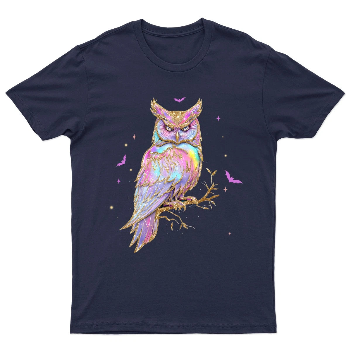 Mystical Rainbow Owl Fantasy T-Shirt Unisex Gift Retro Funny Nature Pet Lover