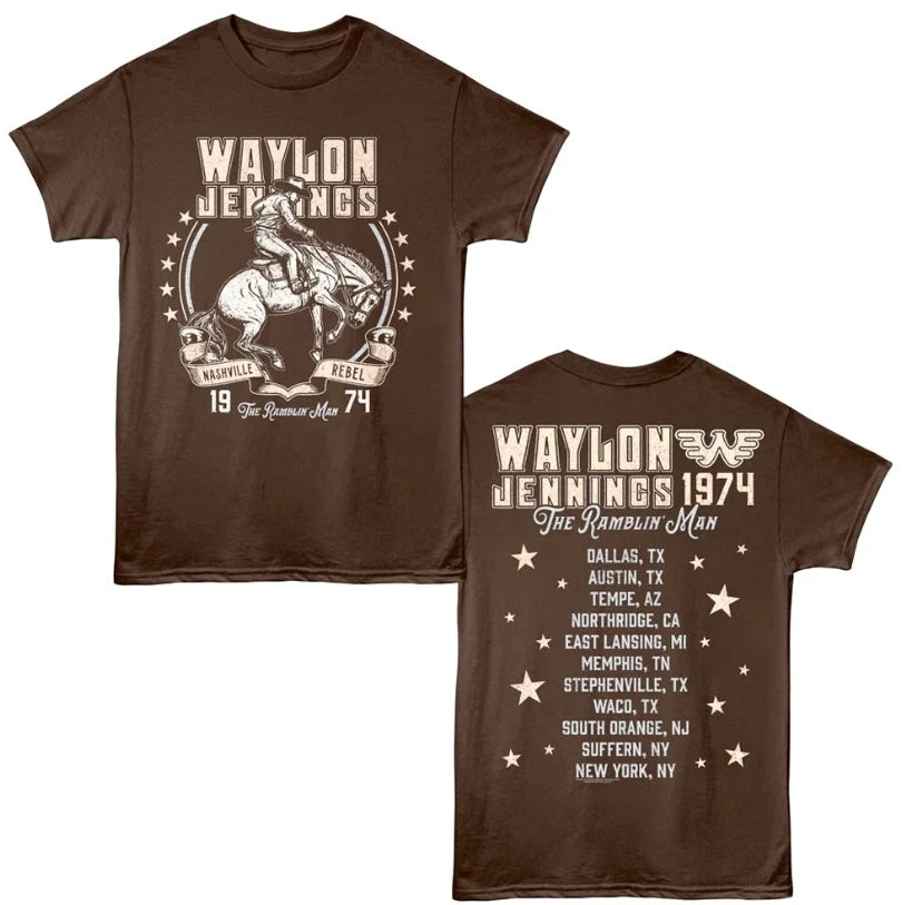 Waylon Jennings Ramblin Man Tour 1974 Men's T Shirt