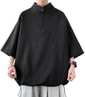 Men's Oversized Half Zip T-Shirt Breathable Summer Stand Collar Tee