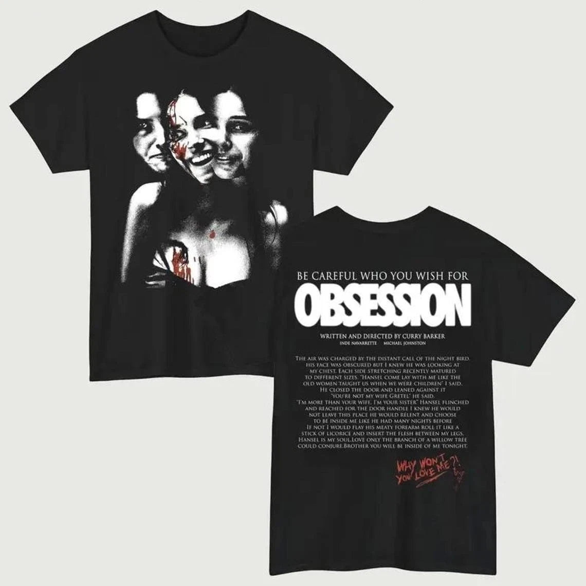 Obsession Horror Movie Graphic Double Sided T shirt
