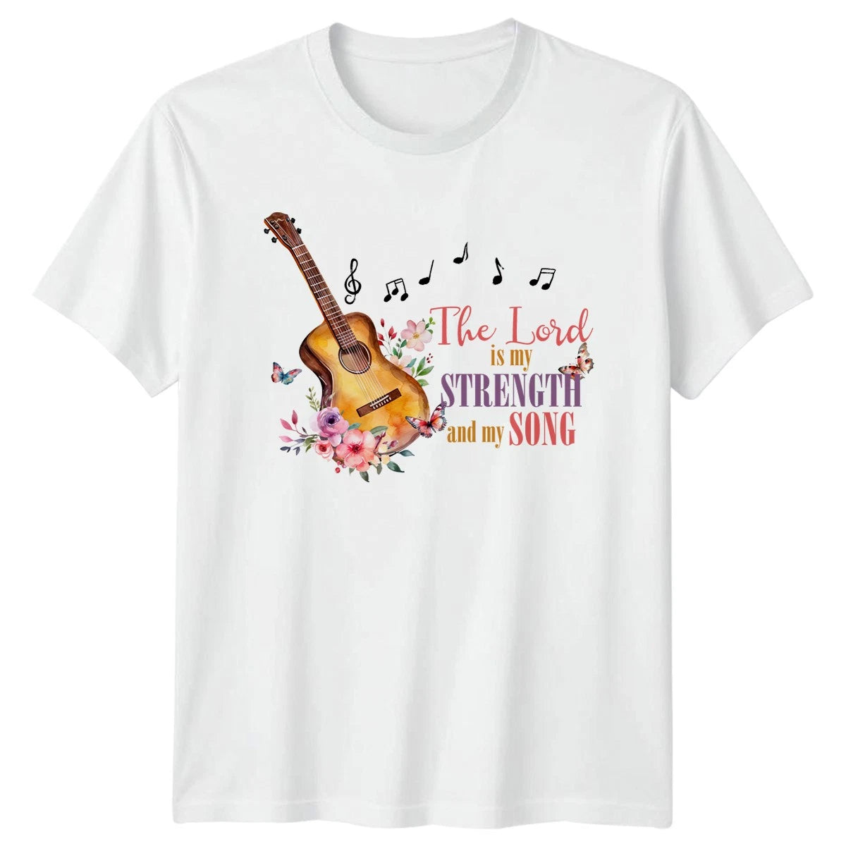 The Lord Is My Strength And My Womens T-Shirt Inspirational Art Christian Faith