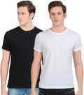 Solid Black & White Combo Round Neck Half Sleeves T-shirt Polyester Gift For Boy
