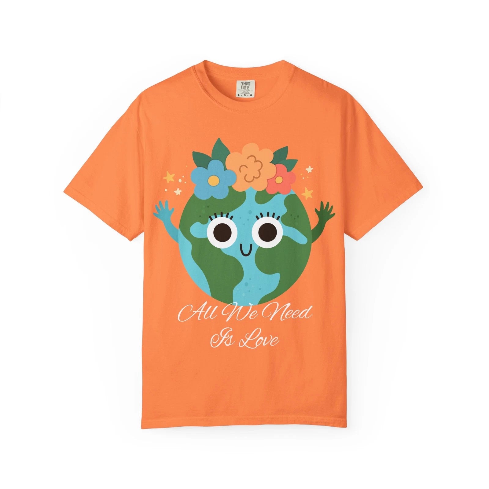 Flower Crown Earth Illustration T-shirt | Cute Planet Graphic