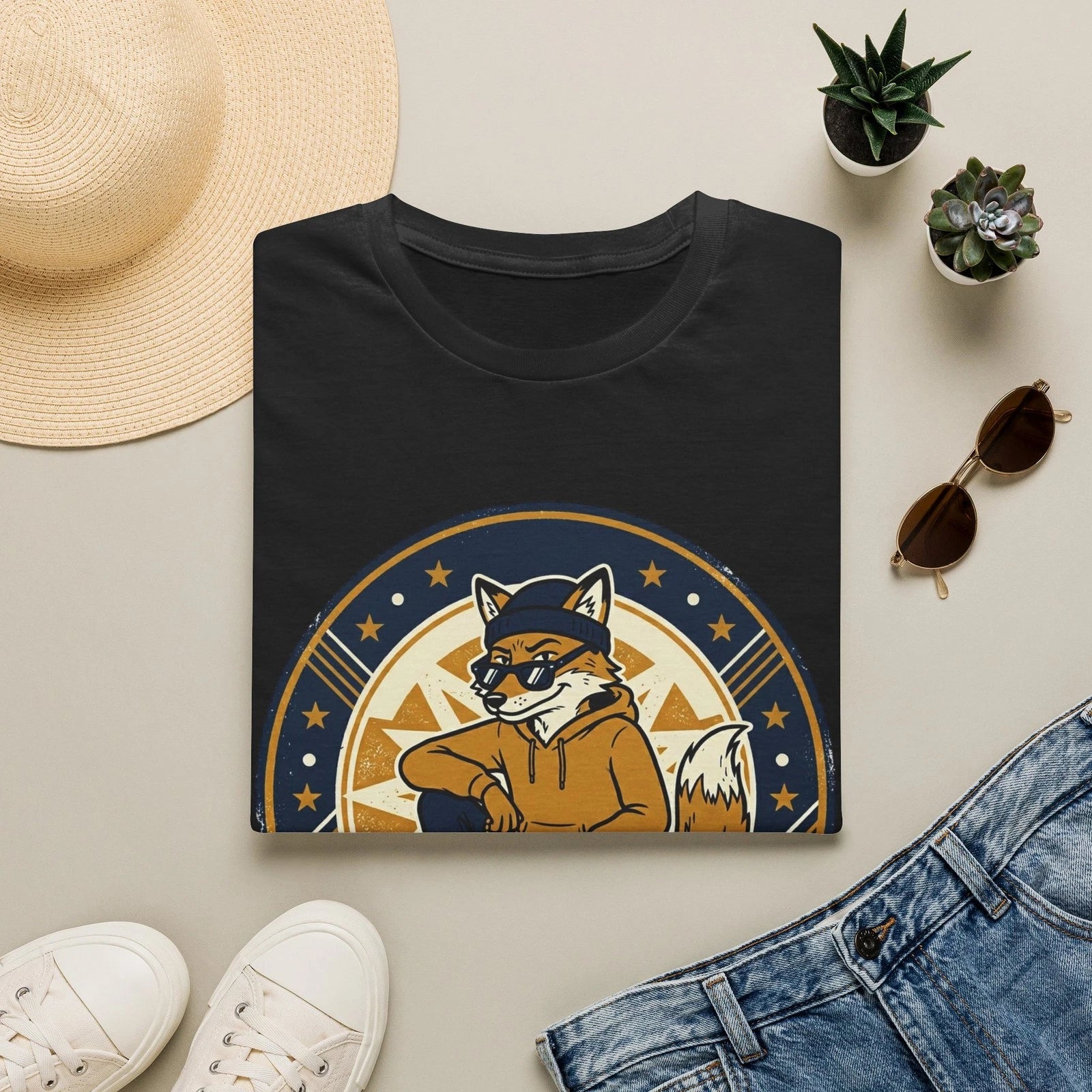 Cool Fox Hoodie Graphic T-Shirt | 'Unlocked' Streetwear Fox Tee