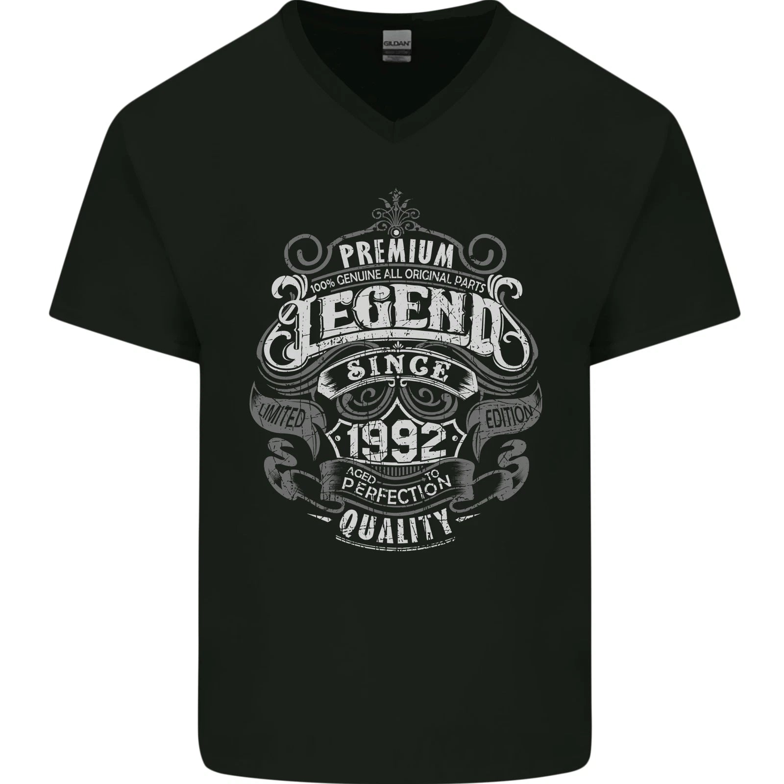 Premium Legend 34th Birthday 1992 Mens V-Neck Cotton T-Shirt