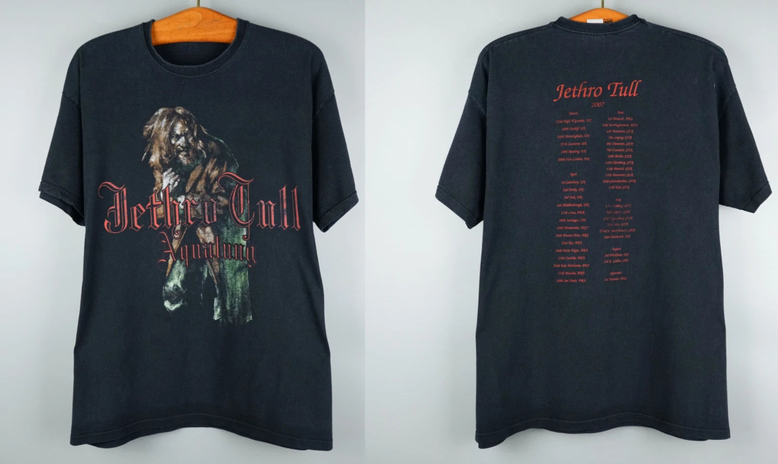 Jethro Tull Aqualung Tour 2007 Vintage Rock Band Concert Graphic T-Shirt Black