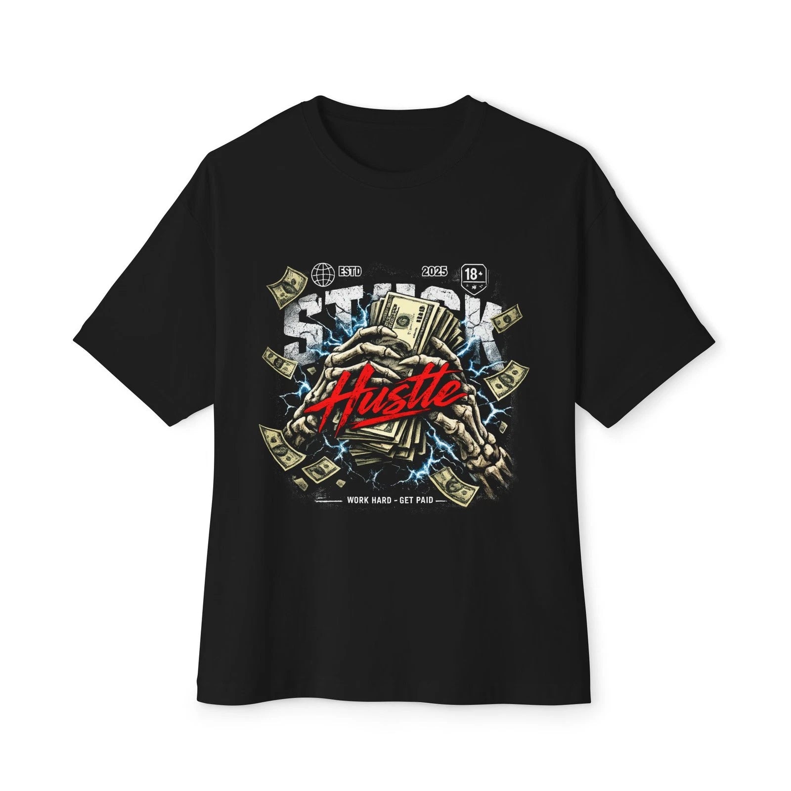 Money Oversized T Shirt Cash Stack Hustle Urban Streetwear Tee