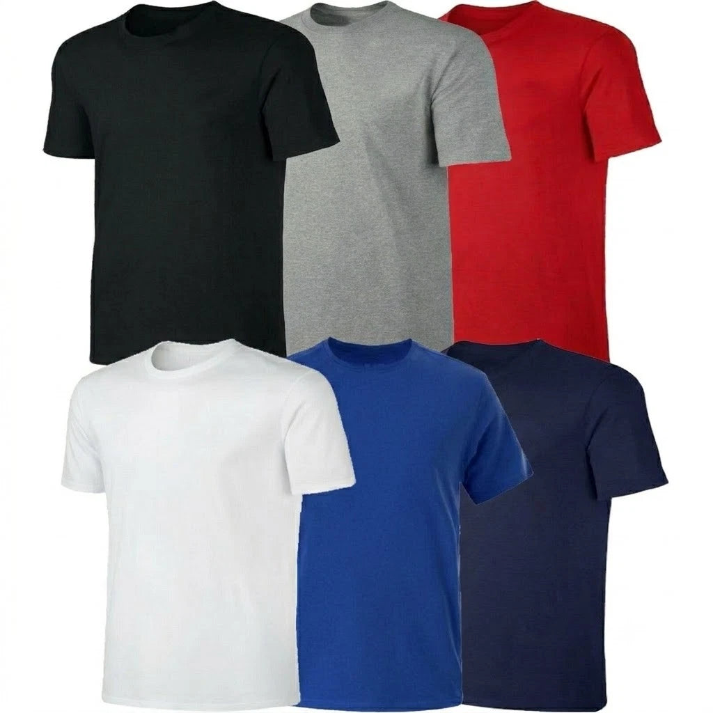Men's Plain T Shirt Crew Neck Regular Fit Cotton Rich Casual Short Sleeve Tee