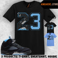 Shirt Matching AJ 5 Black UNC Blue 2026 To Match Sneaker Retro Number 23 T-Shirt