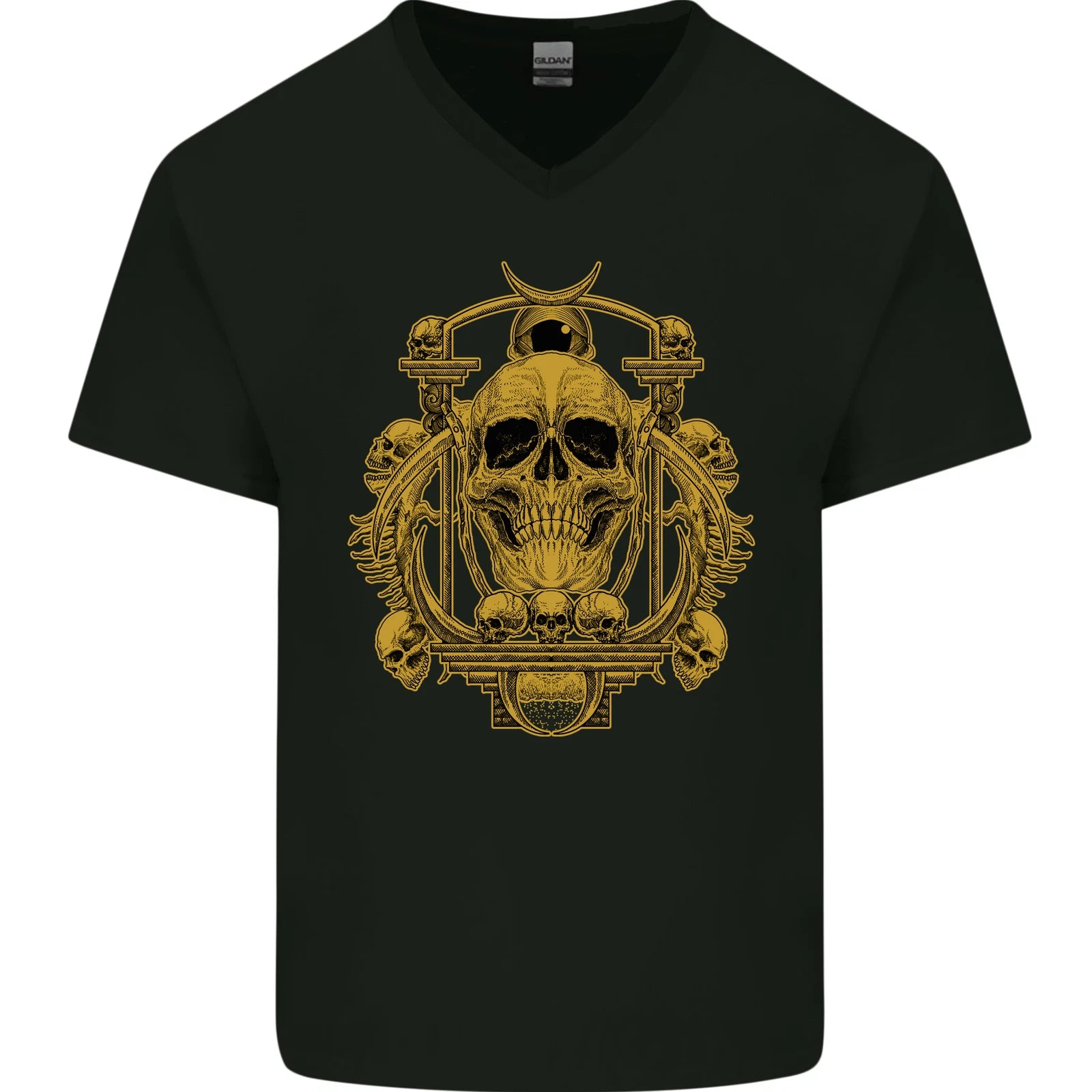 Skull of the Ages Mens V-Neck Cotton T-Shirt