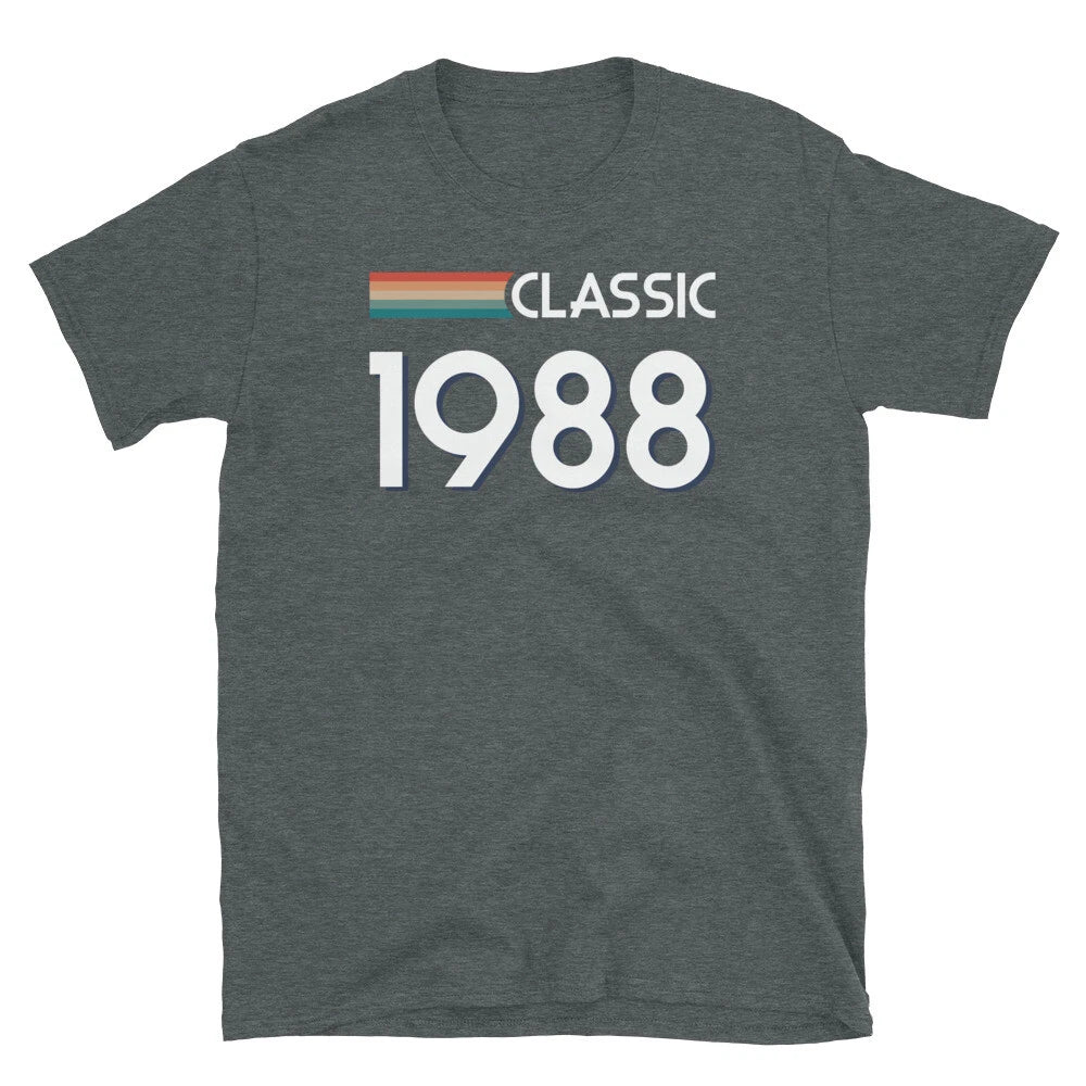 Classic Retro Inspired Graphic Birthday 1988 Vintage Short-Sleeve Unisex T-Shirt