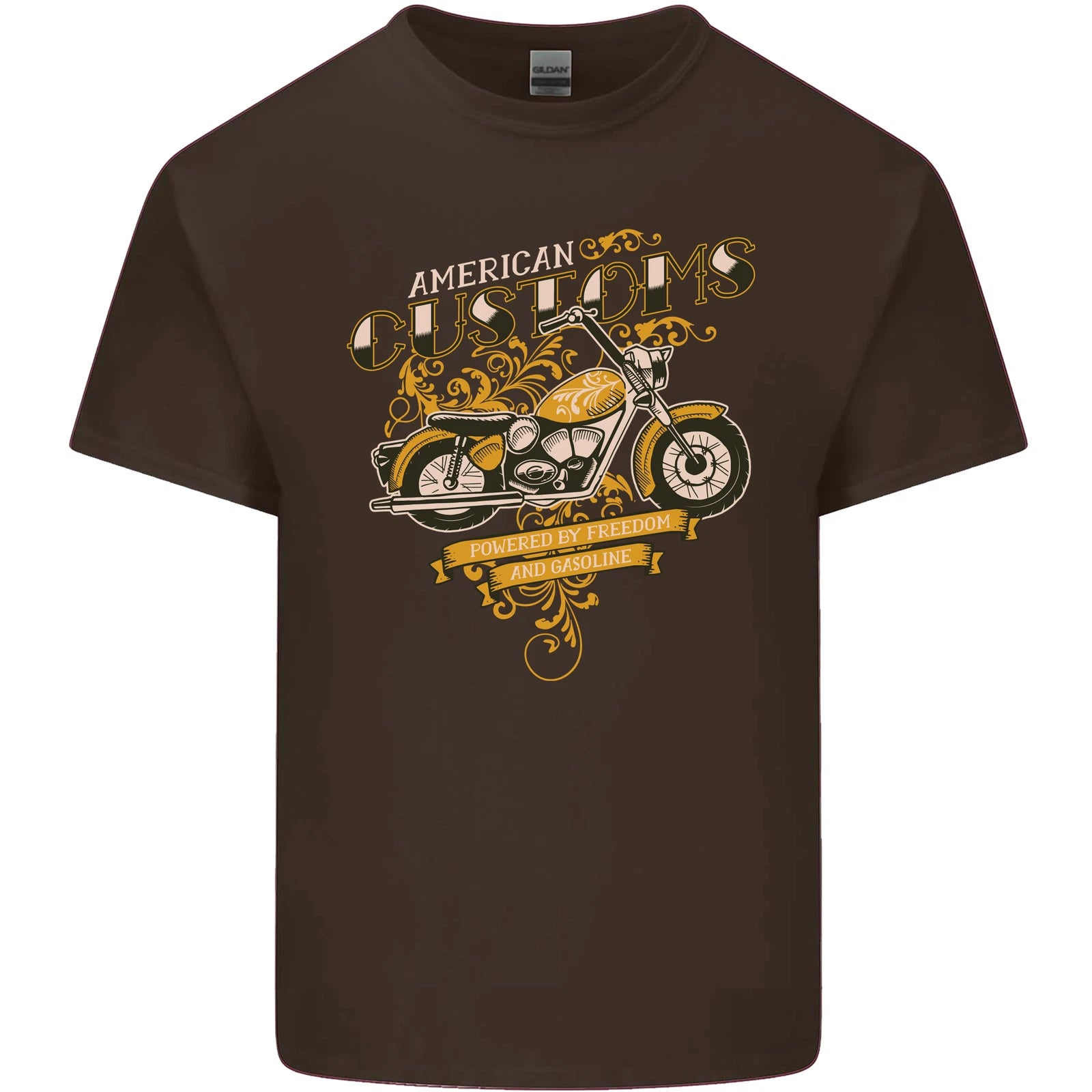 Biker American Customs Motorcycle Chopper Mens Cotton T-Shirt Tee Top