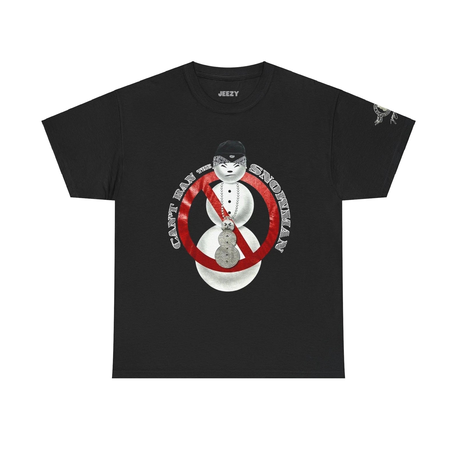 Can't Ban The Snowman Heavy Cotton T-Shirt w/ Sleeve Print Worn by Drake Jeezy