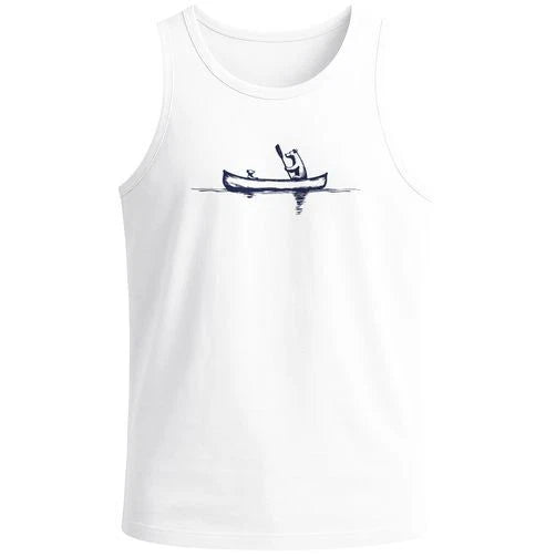 Mens Tank Top Printed Bear Canoe Outdoor Design Graphic Shirt Summer Fashion