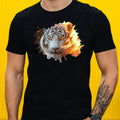 Mens Majestic White Tiger Print Cotton T-Shirt Size XS to 5XL
