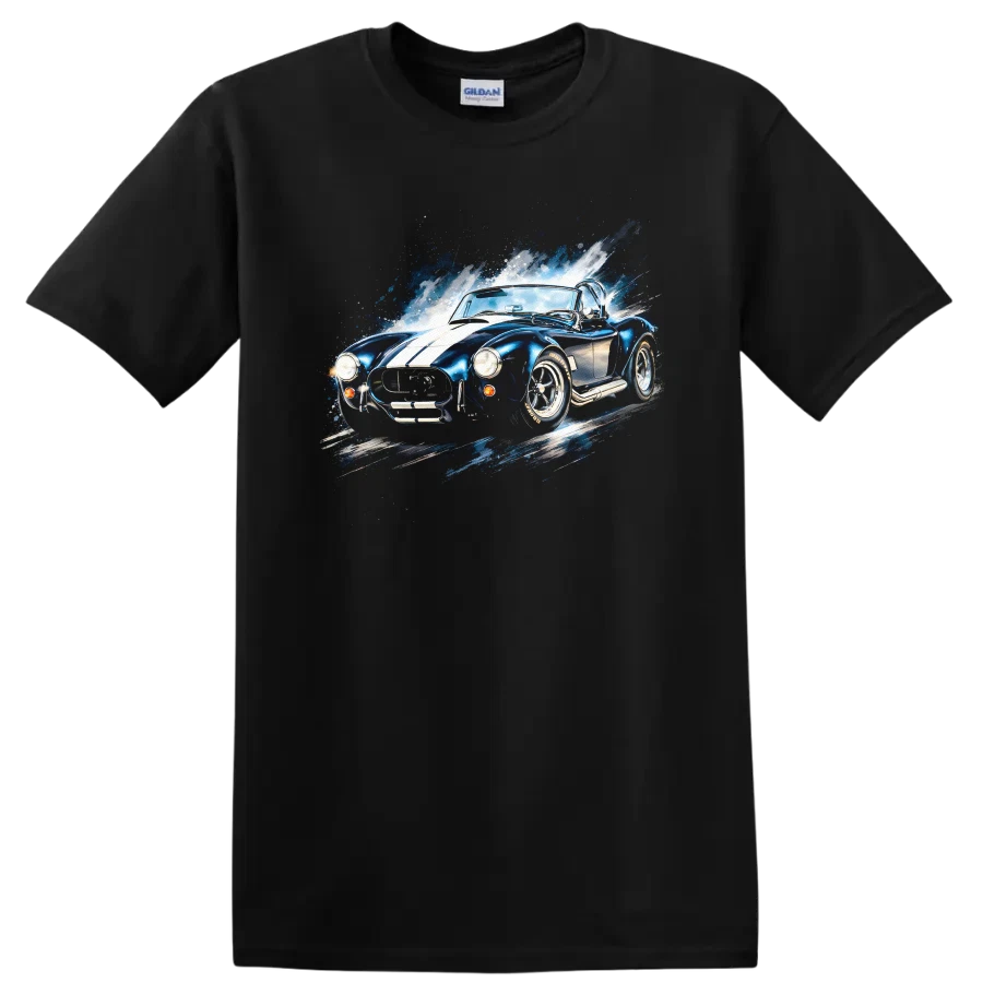 Shelby Cobra Old Car T Shirt Classic Blue Racing Roadster Retro Tee