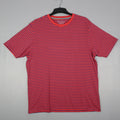 Modern Essentials Mens T-Shirt Striped Size L Red Round Neck Short Sleeve