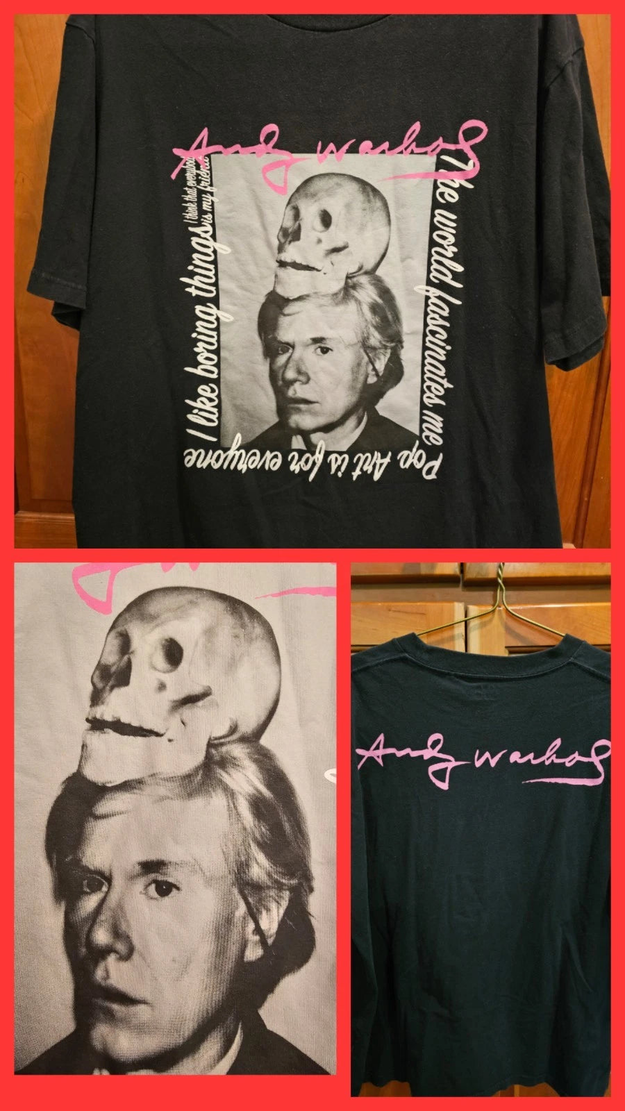 Uniqlo x Andy Warhol Skull Goth Pop Art Boring Portrait Graphic T-Shirt Large