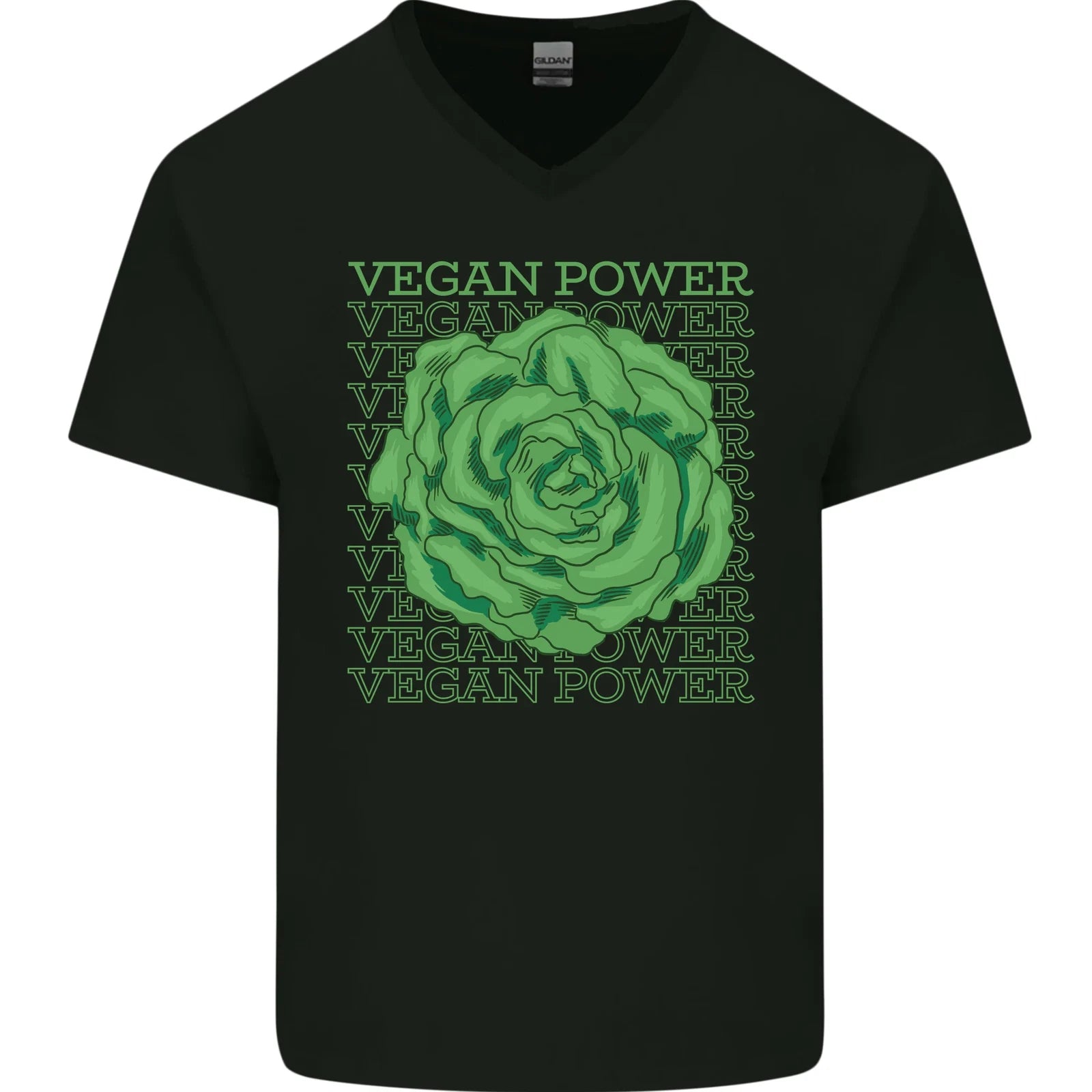 Vegan Power Mens V-Neck Cotton T-Shirt