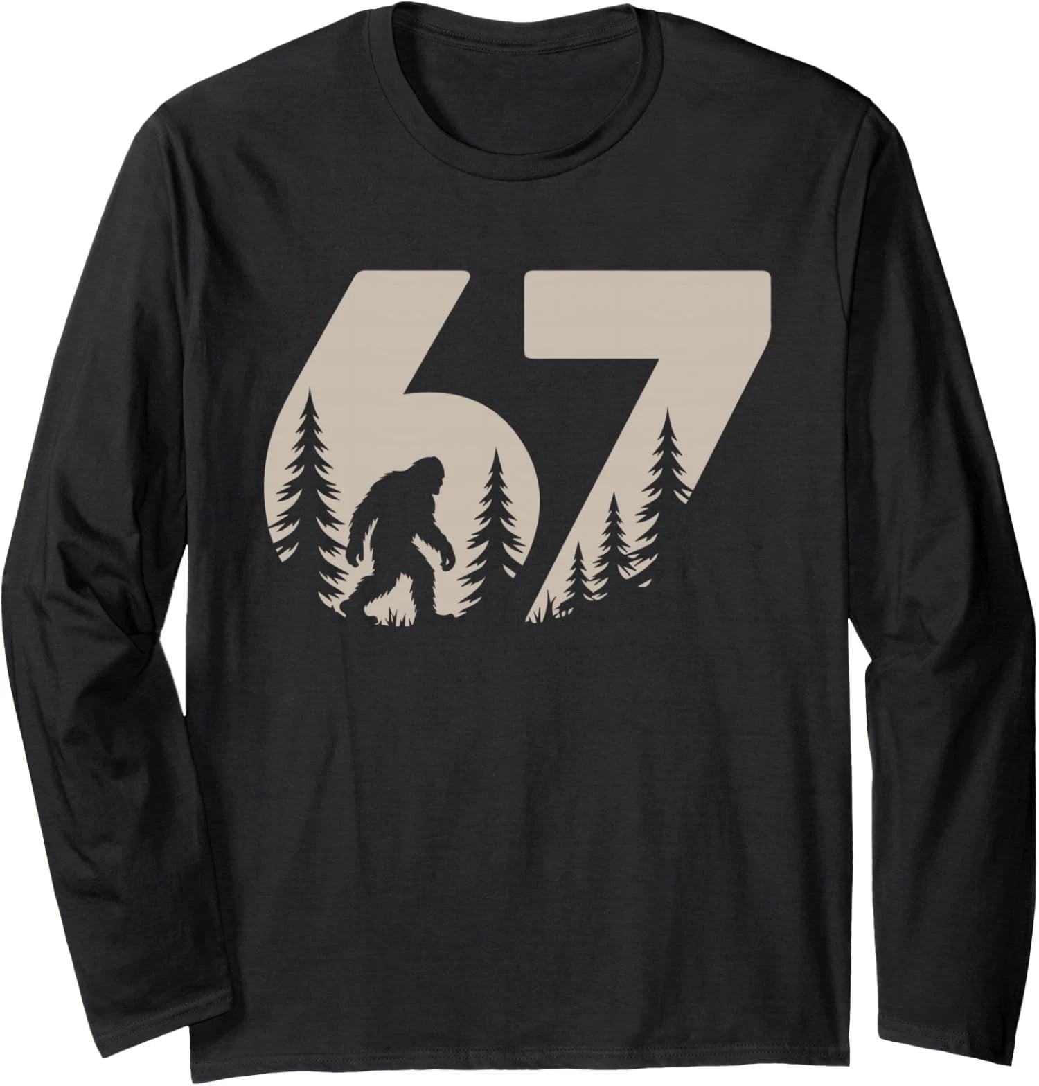 Funny Six Seven Meme Bigfoot Gen Alpha Teacher Long Sleeve T-Shirt