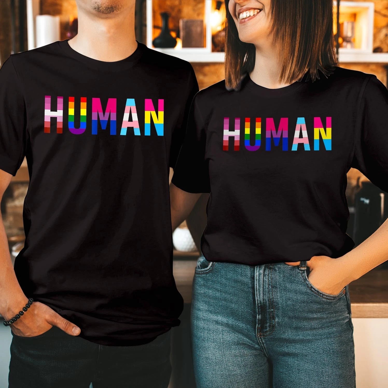 T-SHIRT (P 4 ) Rainbow Pride Human Love Heart Gay  Month LGBTQ Trans Gift