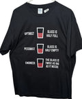 Port & Co Ring Spun T-Shirt Sz M Black Unisex Engineer Glass Half Full Fun Joke