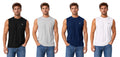 2 Pack Mens Sleeveless Plain T-Shirts Tank Top Muscle Gym Fitness Tees S-3XL