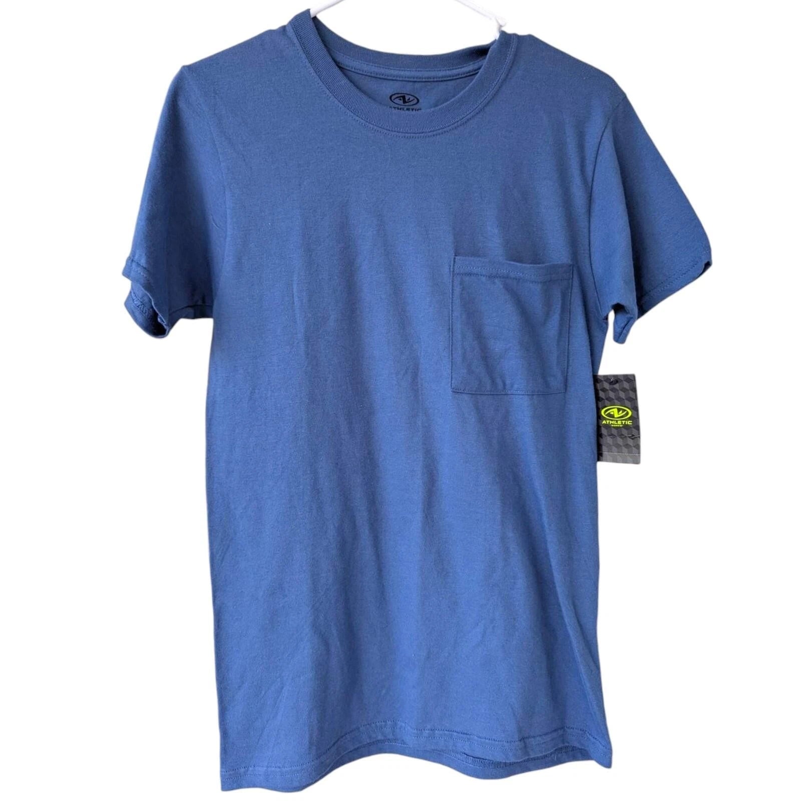 Y2K New Athletic Works Shirt XS NWT Royal Blue Blank 100% Cotton Tee Activewear