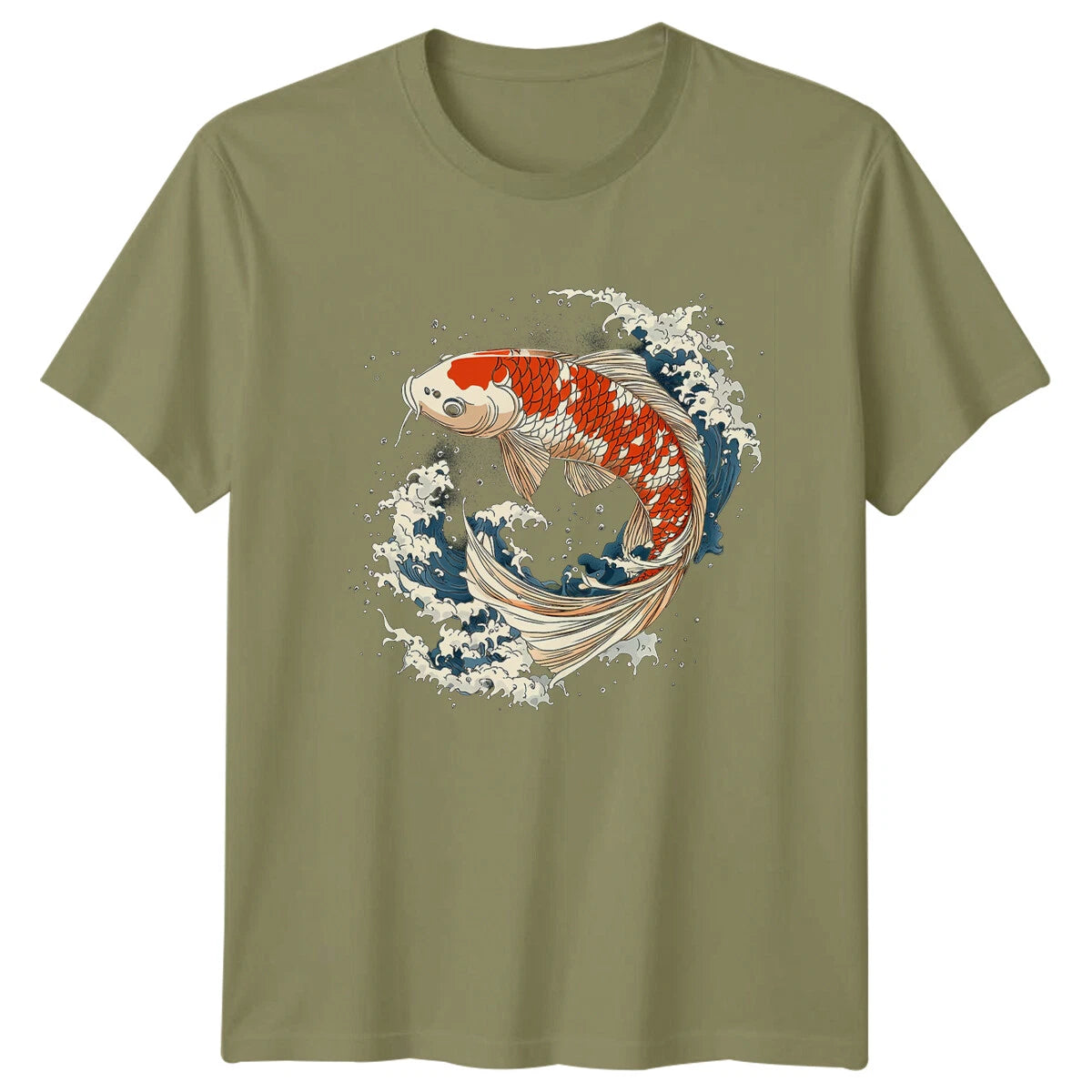 Koi Fish Mens T-Shirt Japanese Art Style Graphic Tee Animal Lover