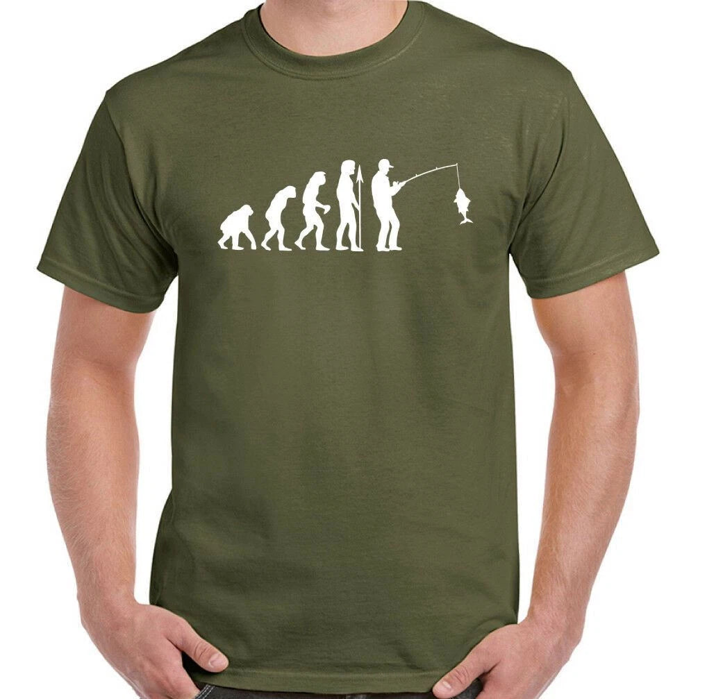 Fishing T-Shirt Fisherman Rod Reel Deep Sea Evolution Of Mens Funny
