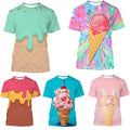 Cool Ice Cream Fun Hot 3D printed T-shirt Summer men's fashion Casual Tops