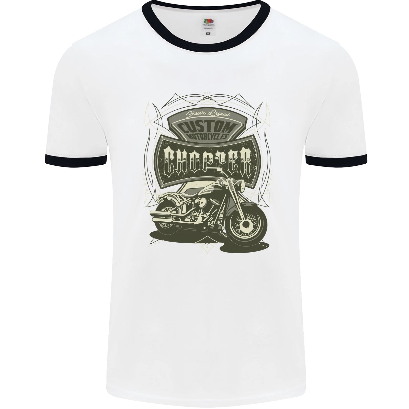 Custom Motorcycles Choppers Biker Motorbike Mens Ringer T-Shirt