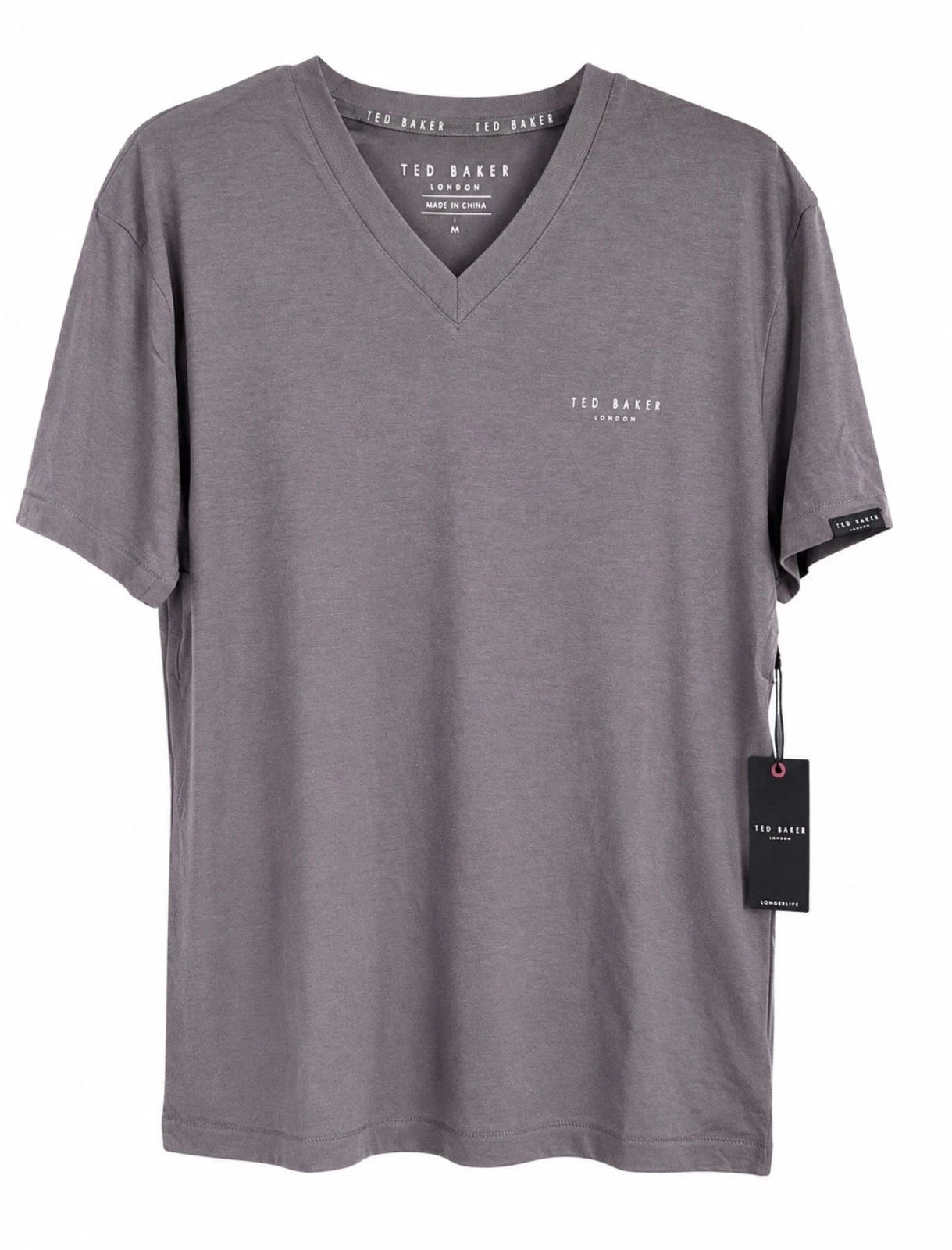 Ted Baker London V-Neck T-Shirt – Tornado Taupe Grey – Size L – BNWT RRP £39